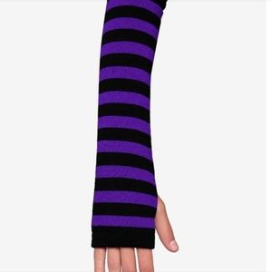 Purple & Black stripe arm warmers